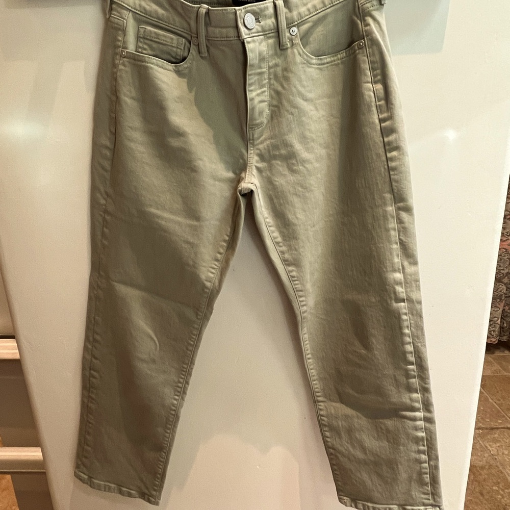 Cute Crop Straight Leg Jeans, Moss colored